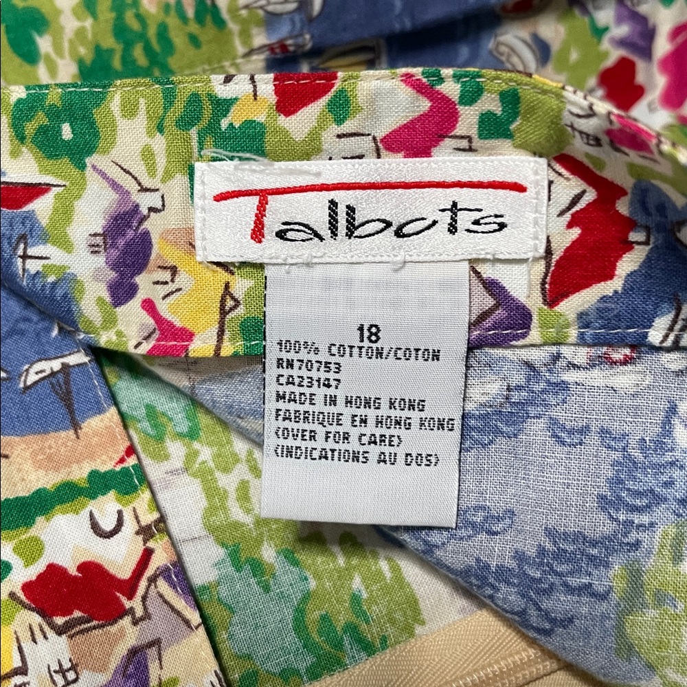 Talbots Multicolor Printed Cotton Wrap Skirt Size 18 - Picture 3 of 4